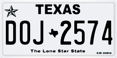 TX license plate DOJ2574