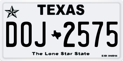 TX license plate DOJ2575