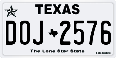 TX license plate DOJ2576