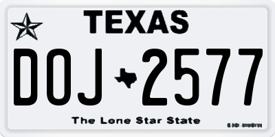 TX license plate DOJ2577