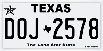 TX license plate DOJ2578