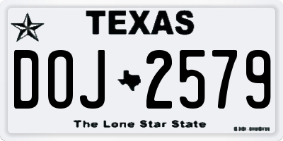 TX license plate DOJ2579