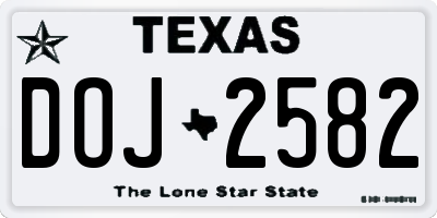 TX license plate DOJ2582