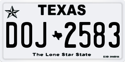 TX license plate DOJ2583