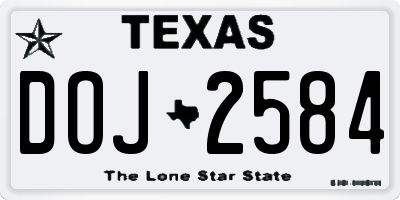 TX license plate DOJ2584