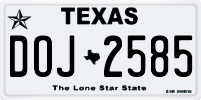 TX license plate DOJ2585