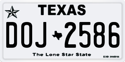 TX license plate DOJ2586