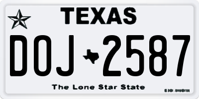 TX license plate DOJ2587