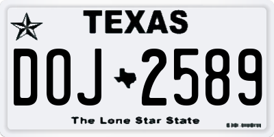 TX license plate DOJ2589