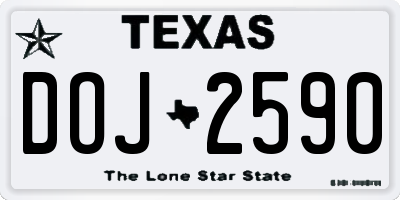 TX license plate DOJ2590