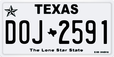 TX license plate DOJ2591