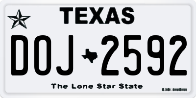 TX license plate DOJ2592