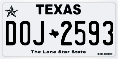 TX license plate DOJ2593