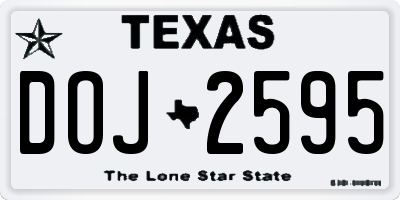 TX license plate DOJ2595