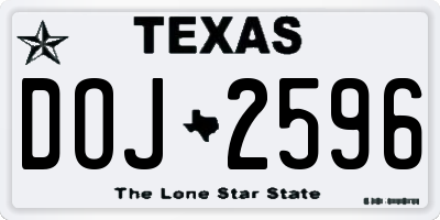 TX license plate DOJ2596