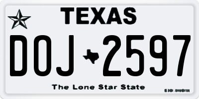 TX license plate DOJ2597