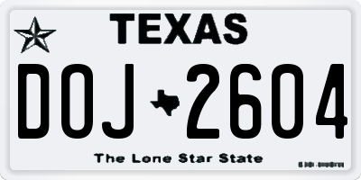 TX license plate DOJ2604