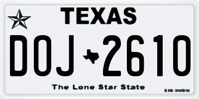 TX license plate DOJ2610