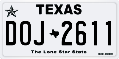 TX license plate DOJ2611