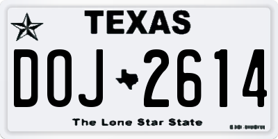 TX license plate DOJ2614