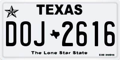 TX license plate DOJ2616