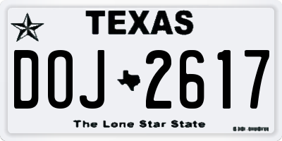 TX license plate DOJ2617