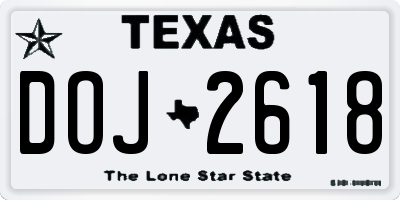 TX license plate DOJ2618