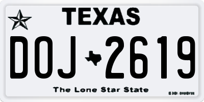 TX license plate DOJ2619