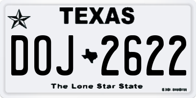 TX license plate DOJ2622