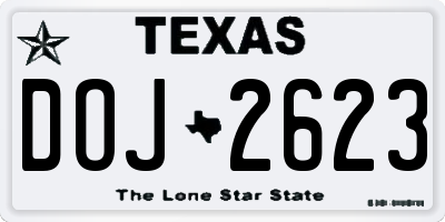TX license plate DOJ2623