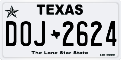 TX license plate DOJ2624
