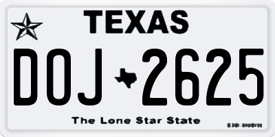 TX license plate DOJ2625
