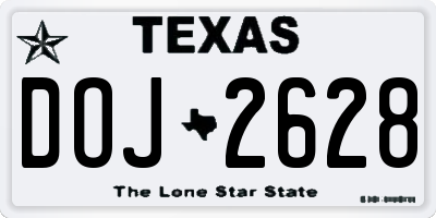 TX license plate DOJ2628
