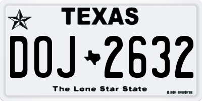 TX license plate DOJ2632