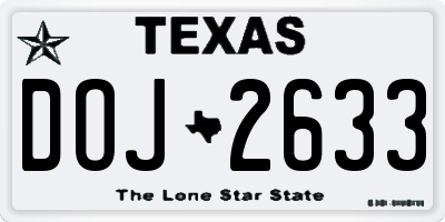 TX license plate DOJ2633