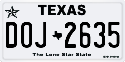 TX license plate DOJ2635