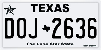 TX license plate DOJ2636