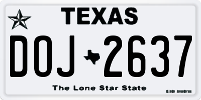 TX license plate DOJ2637