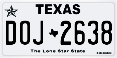 TX license plate DOJ2638