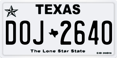 TX license plate DOJ2640