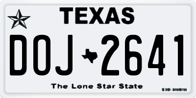 TX license plate DOJ2641