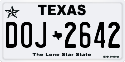 TX license plate DOJ2642