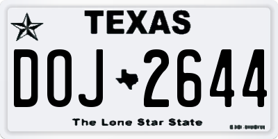 TX license plate DOJ2644