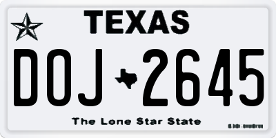 TX license plate DOJ2645