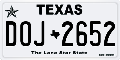 TX license plate DOJ2652