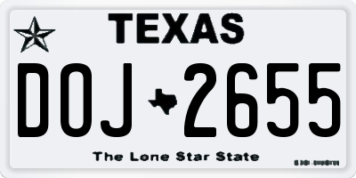 TX license plate DOJ2655
