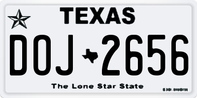 TX license plate DOJ2656