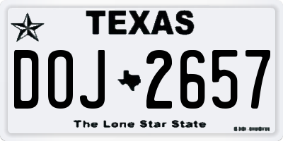 TX license plate DOJ2657