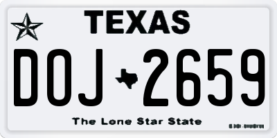 TX license plate DOJ2659