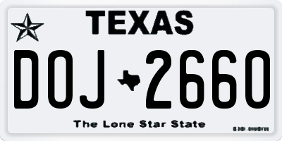 TX license plate DOJ2660